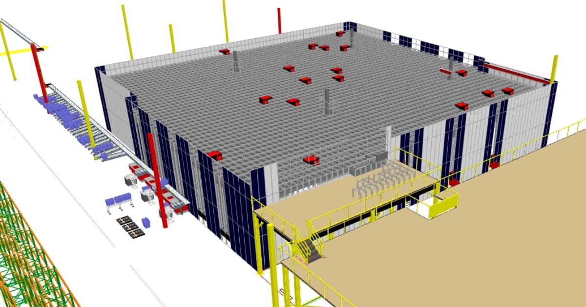 3D rendering of MAHLE Aftermarket parts storage with AutoStore by Kardex