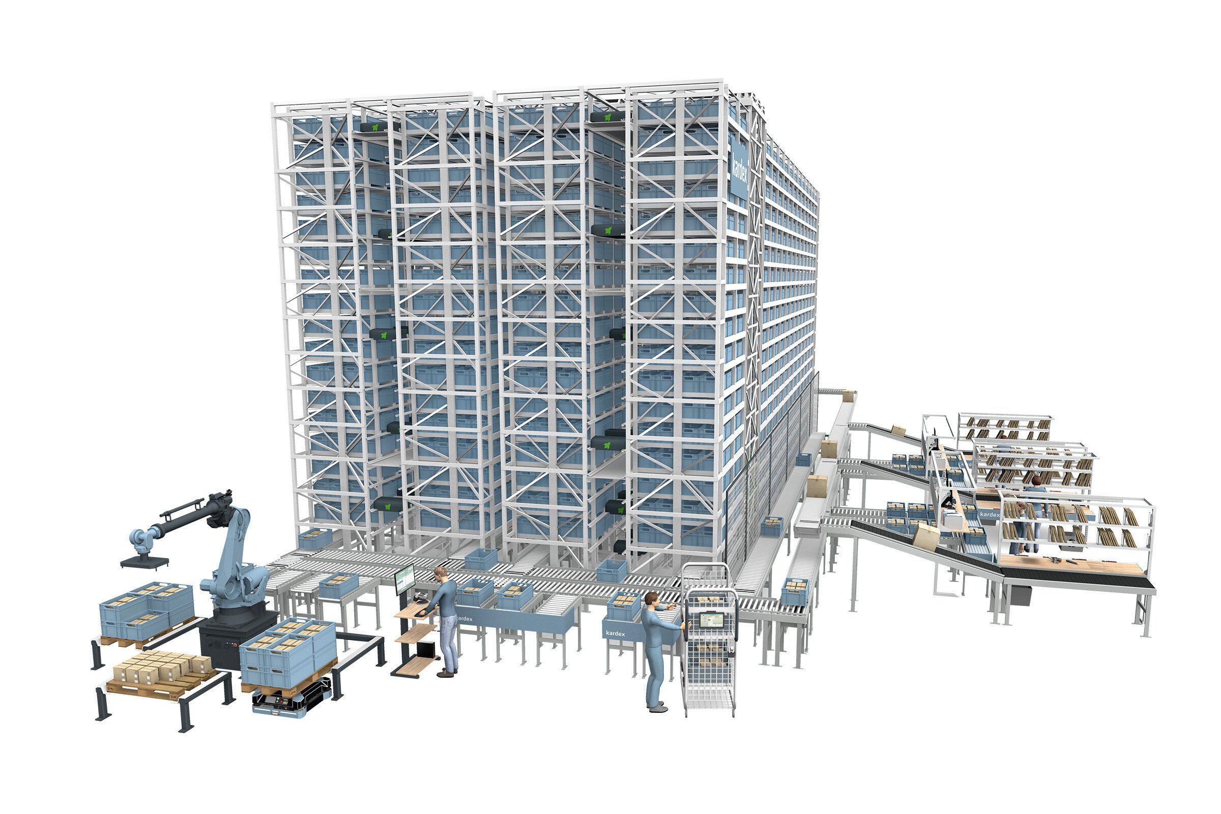 Rocket_Solution_Example_A_2_aisles_frontal_conveyor_technology_workstations_roboter_cut-out_2400x1600