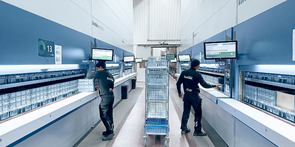 Color picking integrated with dual-tray delivery VLMs for rapid order picking