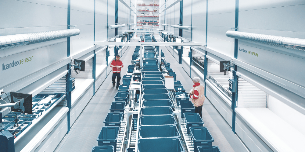 a large scale picking operation using a dozen vertical lift modules