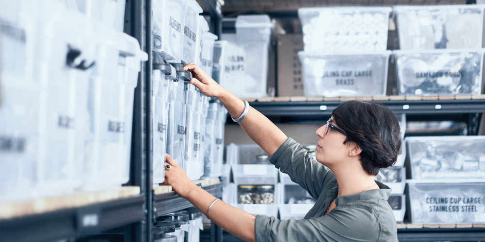 storing totes on traditional shelves