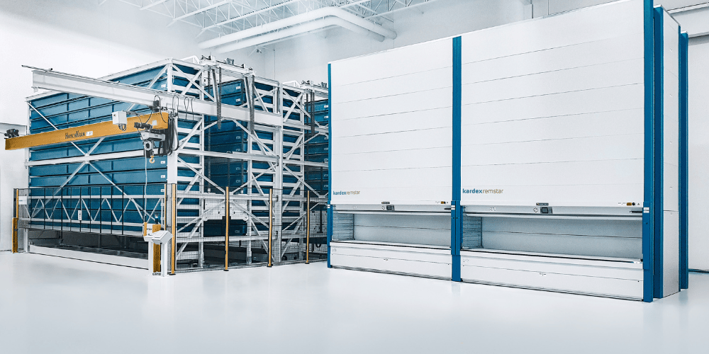 two vertical lift modules and a heavy duty VLM