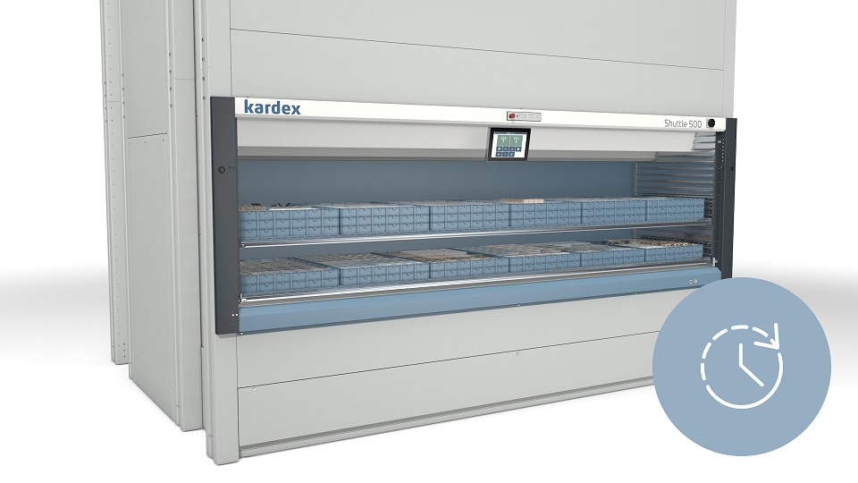 graphic showing dual tray delivery in a VLM