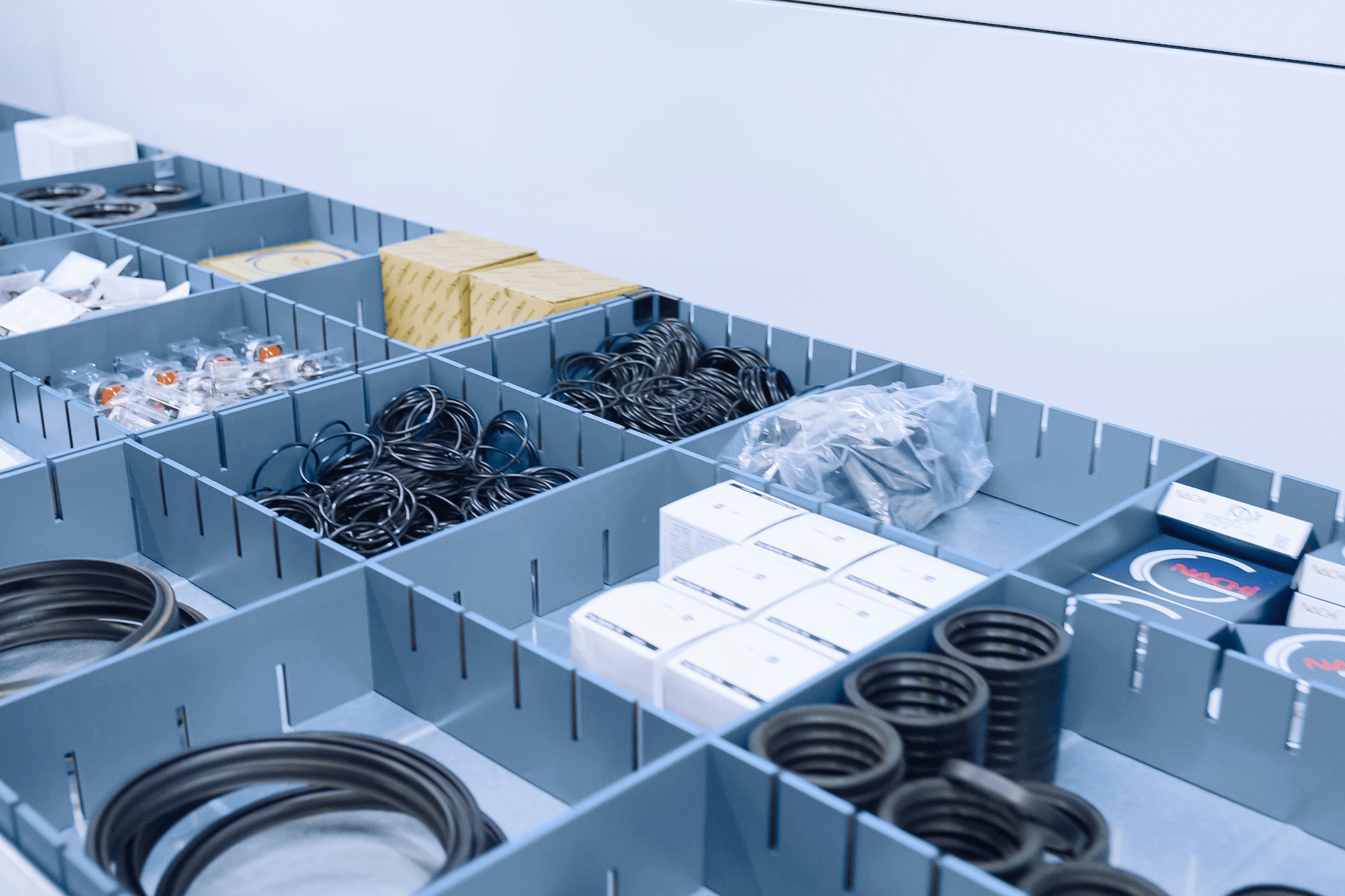 small parts organized in VLM trays