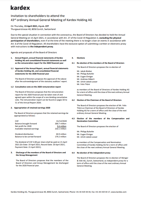 Einladung zur Generalversammlung 2021 document preview