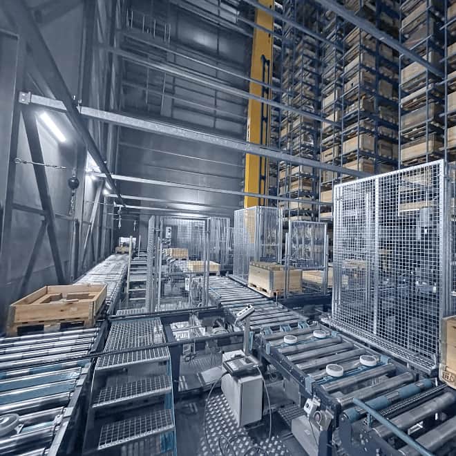 A warehouse with an automation system